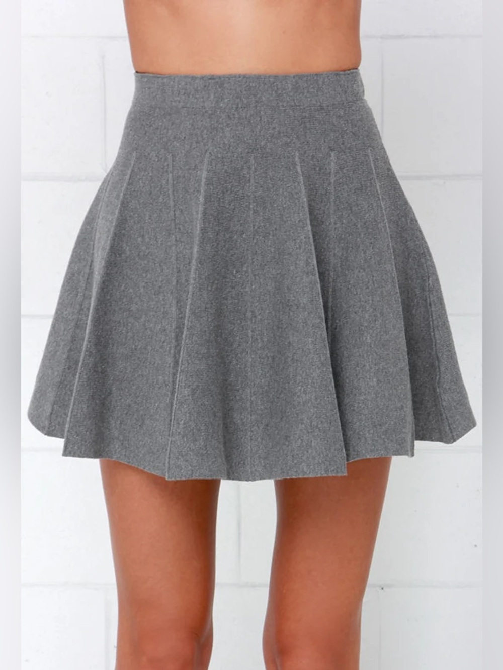 Lulu’s Pleat Talk Grey Skater Skirt - Grey S